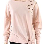 Abound  Pink Distressed Long Sleeve Sweatshirt Top Photo 0