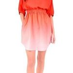 Emily McCarthy Palmer Dress Size L Cherry Red Pink Ombre Mini Knee Dolman Sleeve Size L Photo 0