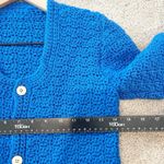 Handmade Handknit Cardigan Women Blue Button Up Crocheted Cottagecore Cute Grannycore Med Photo 5