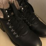 Steve Madden women black leather fur hiking Paloma boots US 10 Euro 41 Photo 5