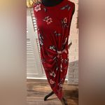 Nine Britton Abigail brushed knit fitted burgundy midi floral dress Size XL Photo 1