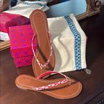 Tory Burch Terra Thong Red and White Primrose Floral Sandals Photo 0