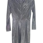 BB Dakota Dress What's Your Shine Metallic Long Sleeve in Gunmetal Size XS NWT Photo 4
