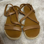 Vince Camuto Sandals Espadrille Brown Strappy Leather Flats Size 9.5 Women’s Photo 0