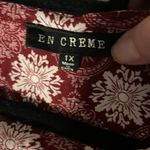 En Creme Burgundy Floral Blouse Red Size 1X Photo 1