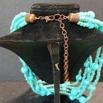 Blue glass beaded multi stand layering necklace Photo 4