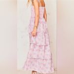 Love Shack Fancy  Caressa Floral Print Tiered Ruffle Maxi‎ Dress Candy Heart Size M Photo 5