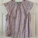 Dip Women Size L Light Pink Top With Flowers Flutter Sleeves Thin Light Weight Size L Photo 0