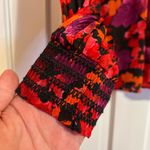 Saylor BECK ABSTRACT RED ORANGE PURPLE FLORAL RUFFLE MOCK NECK BLOUSE SIZE XS Photo 5