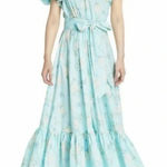 Love Shack Fancy X TARGET Floral Puff Sleeve Midi Dress Blue Sz 0 Photo 0