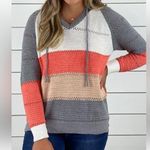 Beach bonfire hoodie‎ crochet style long sleeve hooded v neck size small Photo 0