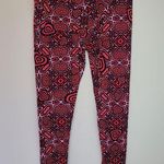 LuLaRoe Tall & Curvy Red, Black, and Pink Geometric Heart Print Leggings Photo 3