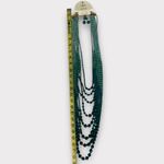 Women’s Beaded Long Layered Teal & Turquoise Necklace & Earring Set #1006 Green Photo 2