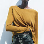 Zara‎ Sweater Womens Large Brown Knit Basic Fine Knit Top Lightweight Photo 0