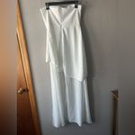 Sunfere White Florence Asymmetrical Chiffon Maxi Dress with Scarf Size Large Photo 6