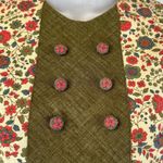 Vintage Handmade Dress Printed Floral Aline 60s Green Red Photo 1