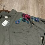 Free People New We The Free by Velvet Roses Green Utility Military Shirt Top Photo 6