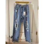 Princess Polly  Jeans Size 4 High Rise Distressed Raw Hem Festival Grunge NWT Photo 1