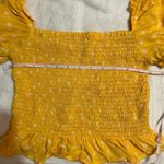 Elodie yellow floral smocked puff sleeve crop top Photo 8