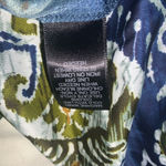 Avenue  Green & Blue Floral Satin V Neck 3/4 Sleeve Tie Back Knee Length Dress 20 Photo 11