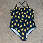 Hanna Andersson Lemon One Piece Swim Suit Navy Blue XL Blue Photo 1