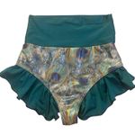 FABLES By BARRIE Custom Metallic Peacock Ruffled Festival Rave Party Bikini Sz S Green Photo 3