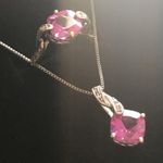 Kay Jewelers  Fuchsia & White Sapphire Necklace /Ring Set Photo 2