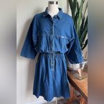 Vintage USA Made Denim Shirt Dress by IDEAS – 100% Cotton Button Front Blue Size 20W Photo 7