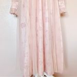 Ivy City Co Pink /Blush Floral Tulle Long Sleeves Ruffle Maxi Dress. Size 1X Photo 8