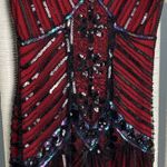 Unique Vintage Red Black Sequin Fringe Flapper Dress 1920s Gatsby Small Photo 11