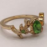 Hot Topic Gold and Green Botanical Gemstone Ring - Size 7 Photo 1