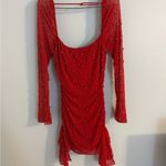 Oh Polly  red midi beaded longsleeve dress size US 6 Photo 7