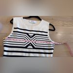 La Ligne Emmanuelle striped knit midi dress navy blue cream size XL Photo 9