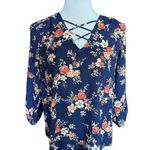 Sweet Rain Womens Floral Criss Cross Flowy Top Blouse - Sz M Photo 0