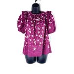 Ulla Johnson Arbor Red Embroidered Floral Puff Sleeve Cotton Top Size 0 Photo 2