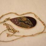 Retro Chic Faux Snake Skin Crystal Rhinestone Pendant Link Chain Necklace Gold Photo 2