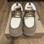 UGG  chestnut suede wool platform heeled ankle boots booties shoes new  Photo 6