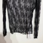 Black Lace Sheer Long Sleeve Boatneck Top Sz L NWT Size L Photo 3