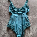 Urban Outfitters OUT FROM UNDER Teal Burlesque One Piece Tank Top Bodysuit Silky Lace Sz S EUC Photo 0