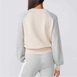 Monrow Neutral Colorblock Crew Neck Sweater Gray Size M Photo 1