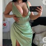 House Of CB HOUSE‎ OF CB FAYE PISTACHIO SATIN CORSET MIDI DRESS NWOT size L Photo 3