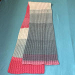 CROCHETED Scarf pastel pinks blues white grays soft and fluffy 12” X 70” Pink Photo 1