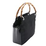 Gucci  BLACK NYLON & GLAZED LEATHER TOTE BAG WITH BAMBOO HANDLES Photo 5