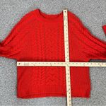 Aerie Cable Knit Crewneck Crop Sweater Red Small Photo 10
