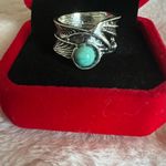 Gorgeous Silver Simulated Turquoise Ring Size 7 Photo 1