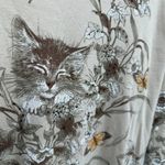 Morning Sun Beige Brown Cat 3/4 Sleeve Top Tee Cotton Kitty Kitten XL Photo 4