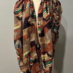 D&Y NWT Brown & Green Aztec Print Lightweight Infinity Scarf Photo 0
