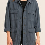 BDG Utility Jacket Oversized Dark Wash Button Front Long Sleeve Pockets XS TP Photo 0