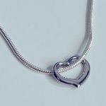 Elegant Sterling Silver 925 Heart Necklace and Charm Photo 1