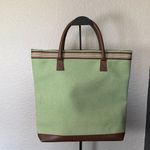 Basic Green and Brown Tote Bag Fabric Faux Leather Photo 1